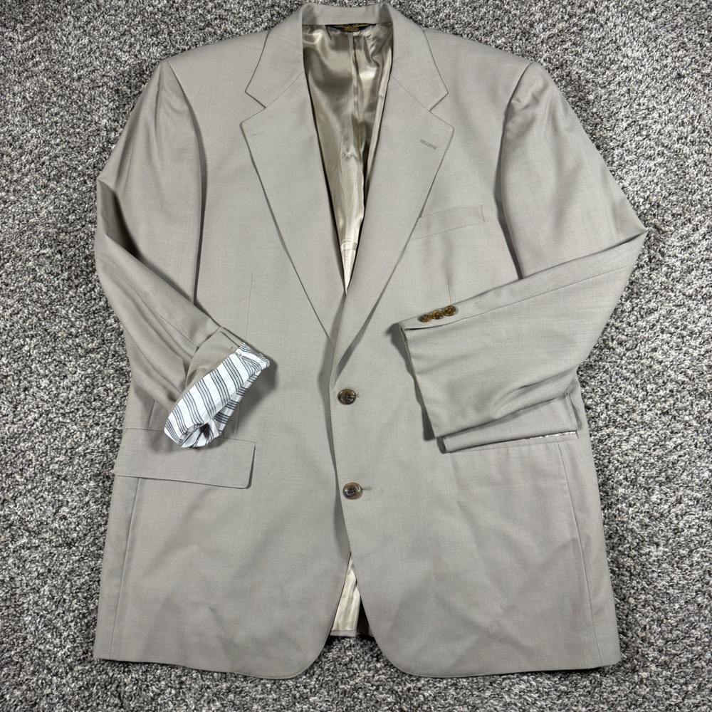 Vintage Brooks Brothers 44R Hand Tailored Blazer Tan Made in USA Sport Coat